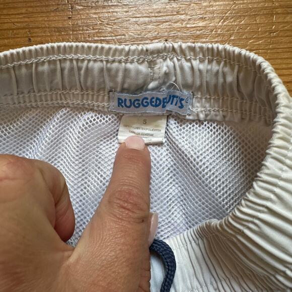 Rugged Butts pink blue white striped elastic waist swim shorts SIZE 5 - Picture 3 of 4